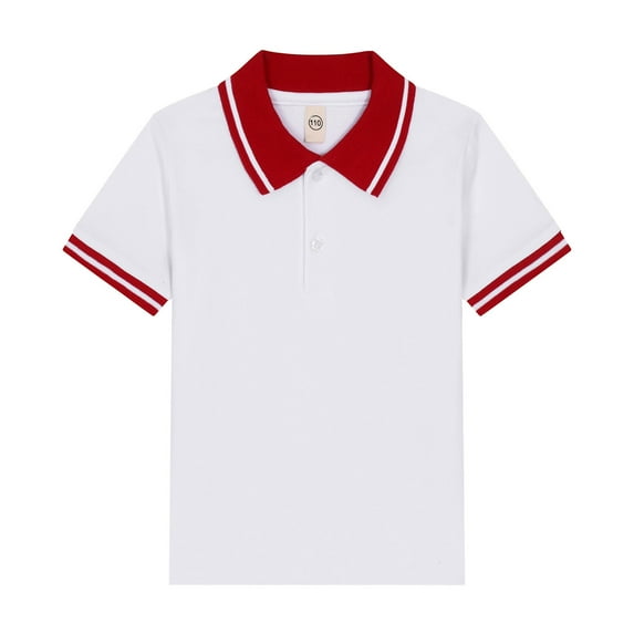Boys' Polo Shirts Boys Short Sleeve Shirt White Button up Shirt Boys 100 Days of School Shirt for Boys 5-6 Years