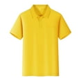 thumbnail image 1 of Boys Polo Shirts Button Closure Short Sleeve Polo Casual Solid Unisex Kids School Uniform Shirts with Pocket Yellow 4-5 Years, 1 of 3