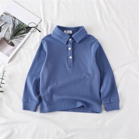 Boys' Polo Shirts Comfy Collared Shirt Kids Long Sleeve Shirts Rugby Shirt for Little Boys 3-4 Years