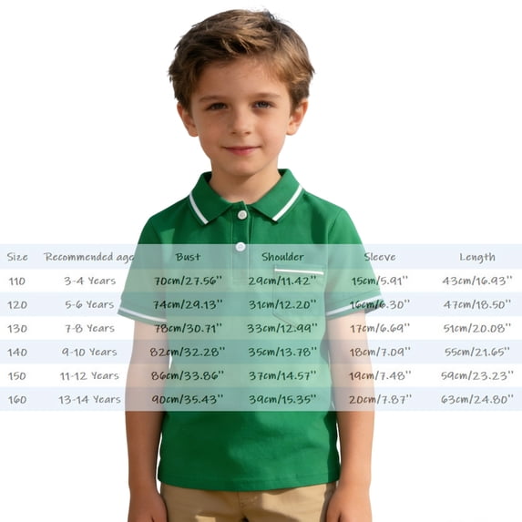 Boys Polo Shirts Green Short Sleeve Dress Shirt Uniform Shirts for Girls Casual Collared Shirts Kids Boys Shirts Size 7-8 Years