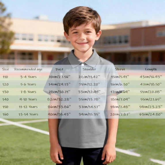 Boys' Polo Shirts Grey Girls Short Sleeve Tops Girls 100 Days of School Shirt Casual Tops Girl Shirts Size 13-14 Years