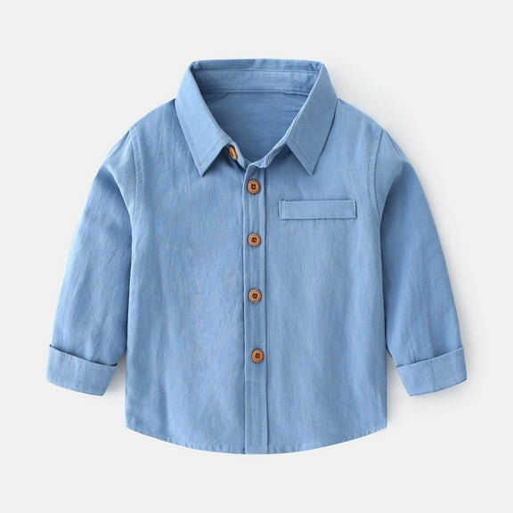 Boys Polo Shirts Kids Long Sleeve Shirts Blue Collar Shirt Rugby Shirt for Little Boy