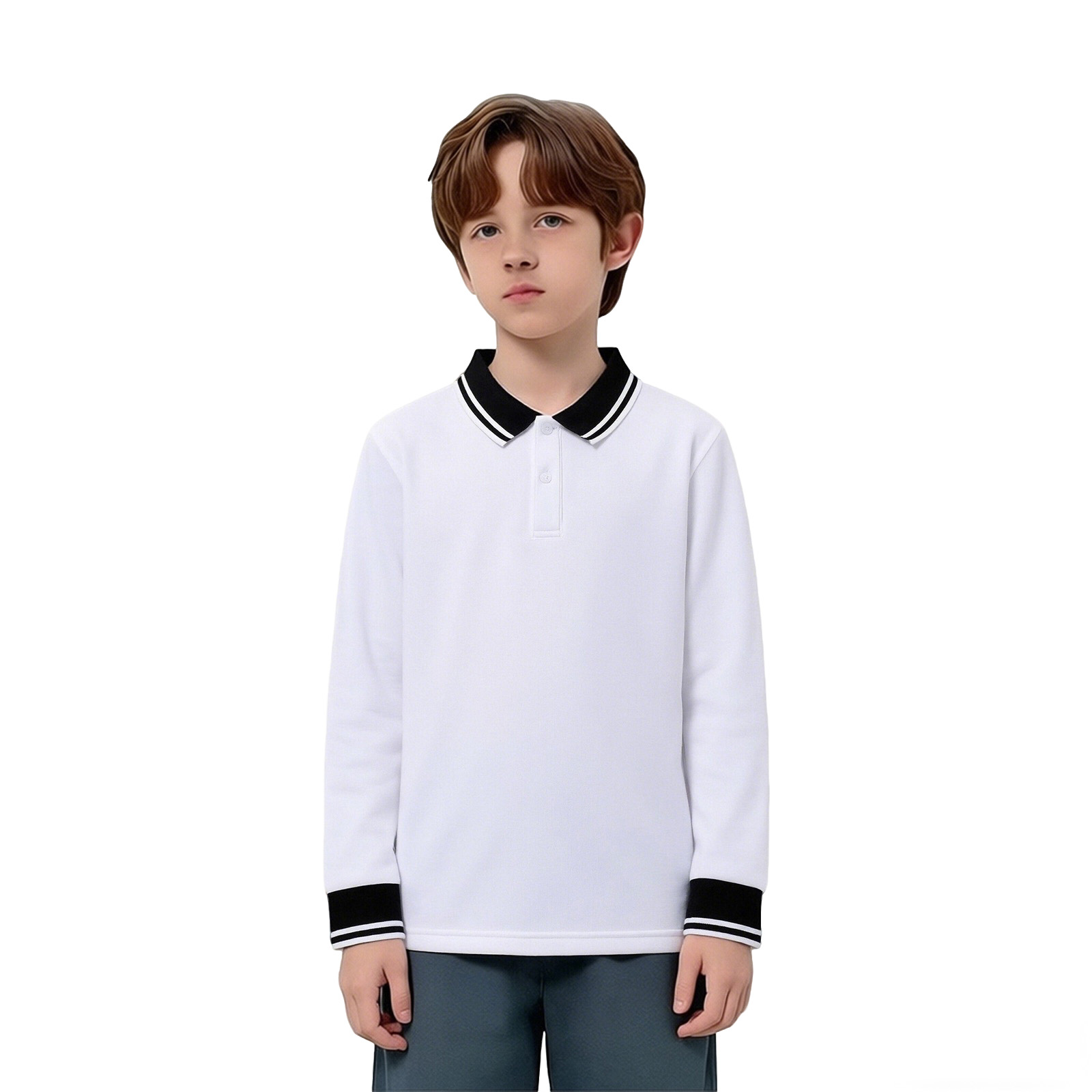 Boys' Polo Shirts Long Sleeve Black Boys Button up Shirt Casual ...