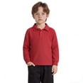 thumbnail image 1 of Boys' Polo Shirts Long Sleeve Boys Red Button up Shirt Boys Collared Shirts School Uniforms Shirt for Boys 2-3 Years, 1 of 4