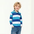 thumbnail image 1 of Boys Polo Shirts Long Sleeve Boys Striped Button down Shirt School Uniform Shirts Casual Tops Kids 3T Clothes Boys, 1 of 3