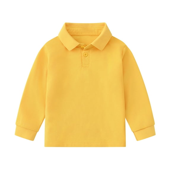 Boys Polo Shirts Long Sleeve Polo Boys Yellow Polo Shirt Casual Blouse Tops Pullover for Toddler Boy
