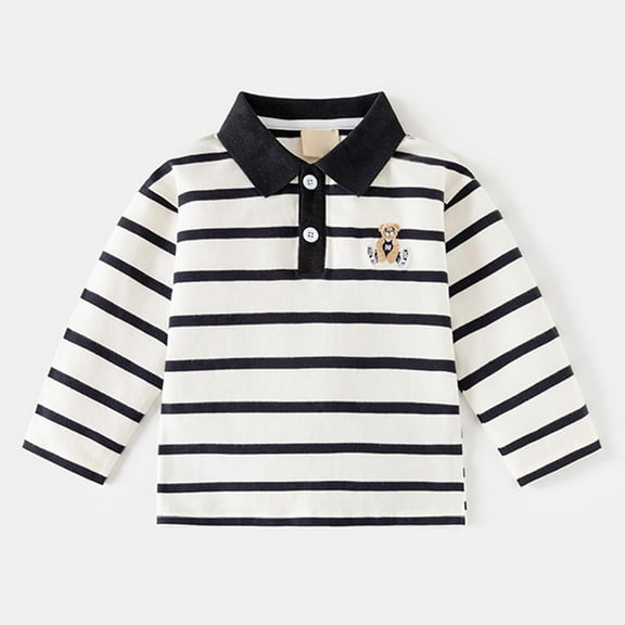 Boys' Polo Shirts Long Sleeve Polo Collared Shirt Basic T-Shirts Solid Color Shirt for Boys 3-4 Years