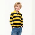 thumbnail image 1 of Boys Polo Shirts Long Sleeve Striped Button down Shirt Boys Boys School Uniform Shirts Collared Shirt Kids Boys Clothes Size 5-6 Years, 1 of 3