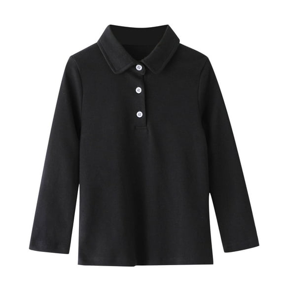 Boys' Polo Shirts Long Sleeve Uniform Shirt Toddler Button Up Shirt Collar Shirt