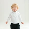thumbnail image 1 of Boys Polo Shirts Long Sleeve White Button up Shirt Boys Boys Uniform Shirts Casual Tops Toddler Boys Size 18-24M Clothes, 1 of 3