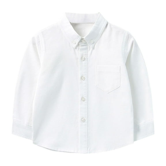 Boys' Polo Shirts Long Sleeve White School Uniform Button Down Boys Polo Shirts Size 4-5