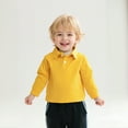 thumbnail image 1 of Boys Polo Shirts Long Sleeve Yellow Button up Shirt Boys School Uniforms Collared Shirts Toddler Boys Size 2T Shirts, 1 of 3