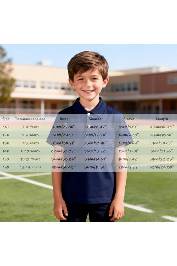 Boys' Polo Shirts Navy Button Down Short Sleeve T Shirt Girls School Uniform Casual Collared Shirts Kids Girl Shirts Size 7-8 Years