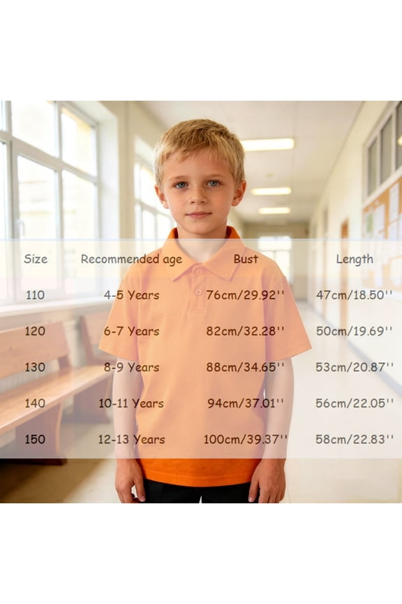 Boys Polo Shirts Orange Button Down Girls Short Sleeve Tops 100 Day of School Shirt Girls Summer Casual Breathable Kids Boy Shirts Size 8-9 Years