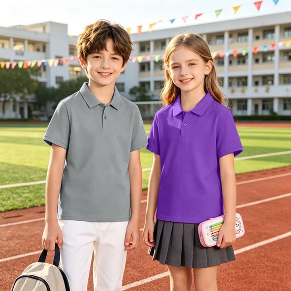 Boys Polo Shirts School Uniform Collared Tops Kids | breathable and Qick Dry, Classic Collared Design, 2 Pack Value Navy 140