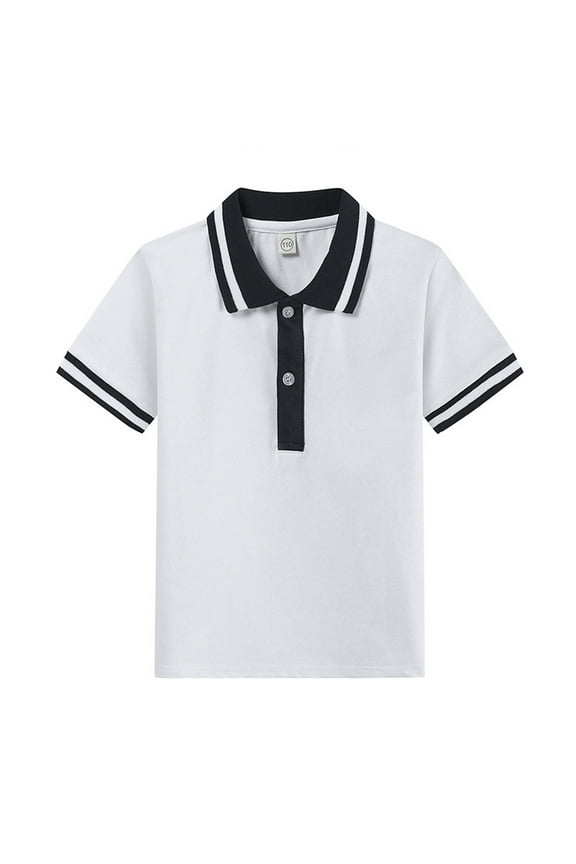 Boys Polo Shirts School Uniform Performance Golf Clothes Active Short Sleeve White 12 Y -13 Y
