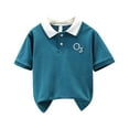 thumbnail image 1 of Boys Polo Shirts Short Sleeve Blue Button-Down Shirts Pullover School Uniform Summer Outfits, 1 of 4