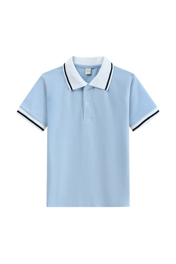 Boys' Polo Shirts Short Sleeve Blue Shirts Boys Summer Shirts School Uniform Shirts for Boys 4-5 Years