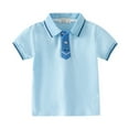 thumbnail image 1 of Boys Polo Shirt Short Sleeve Blue Button-Down Shirts Pullover School Uniform Toddler Tshirts Boys, 1 of 3