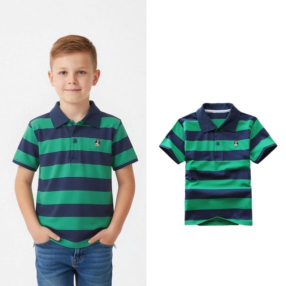 Boys Polo Shirts Short Sleeve Boys Striped Button up Shirt Summer Clothes Toddler Boys Clothes 3-4 Years