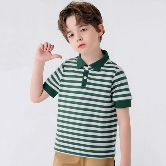 Boys Polo Shirts Boys Short Sleeve Shirts Boys Striped Shirt 100 Days of School Shirt for Boys 7-8 Years