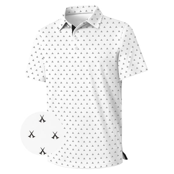 Boys Polo Shirts Short Sleeve Collared Button Front Tops Full Print Comfort Fit Boys Shirts For Play And Everyday Wear