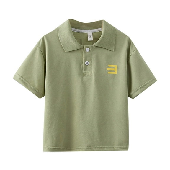 Boys Polo Shirts Short Sleeve Green Button Down Pullover School Uniform School Shirt