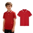 thumbnail image 1 of Boys' Polo Shirts Short Sleeve Kids Red Button down Shirt Summer Top 7-8 Years Shirts, 1 of 5