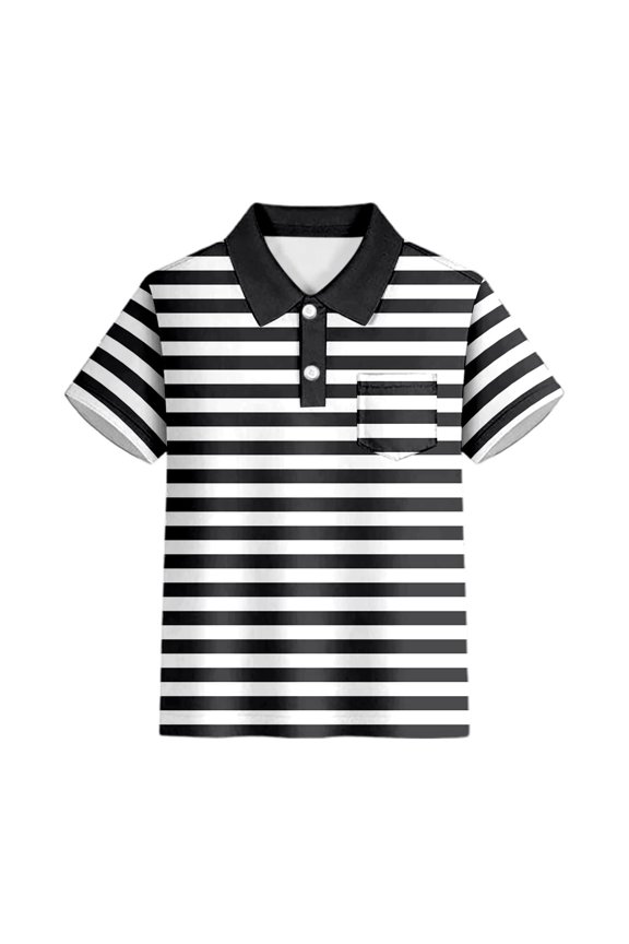 Boys' Polo Shirts Short Sleeve Kids Striped Button down Shirt Back to School Shirt Boy Clothes 7-8 Years