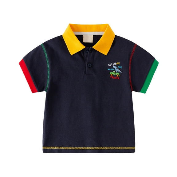 Boys Polo Shirts Short Sleeve Polo Collared Shirt Striped Shirt School Uniform Shirts for Children Boy