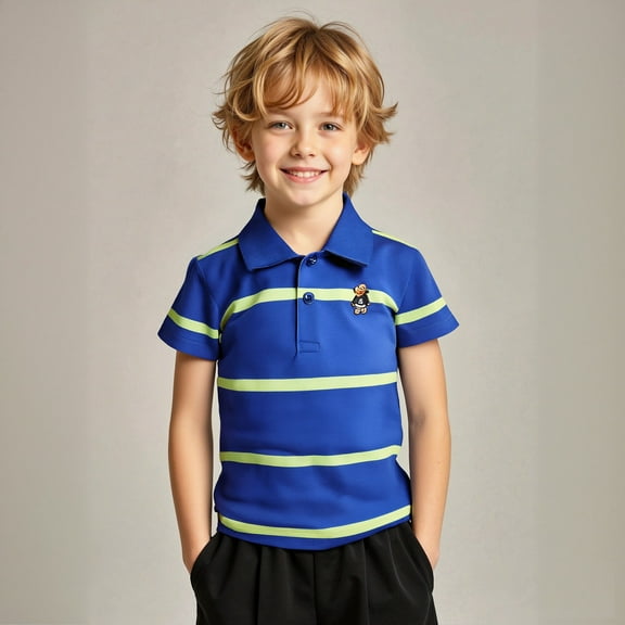 Boys Polo Shirts Short Sleeve Stripes Button up Shirt Boys School Uniform Casual Kids Boys Size 3T Shirts
