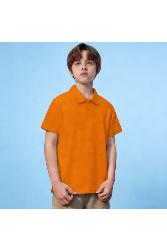 Boys Polo Shirts Short Sleeves Boys Orange Button up Shirt Collared Shirt Boys School Uniform Shirts Boys Size 12-13 Years Shirts