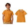 thumbnail image 1 of Boys Polo Shirts Short Sleeves Kids Orange Button down Shirt Casual Collared Shirt School Uniforms Boys 7-8 Years Shirts, 1 of 5