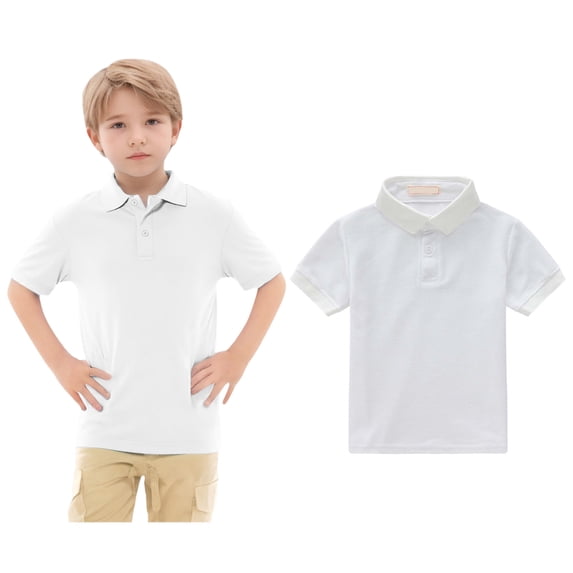 Boys Polo Shirts Short Sleeves Kids White Button down Shirt Collared Shirt Boys School Uniform Shirts Tshirt Boys 10-11 Years