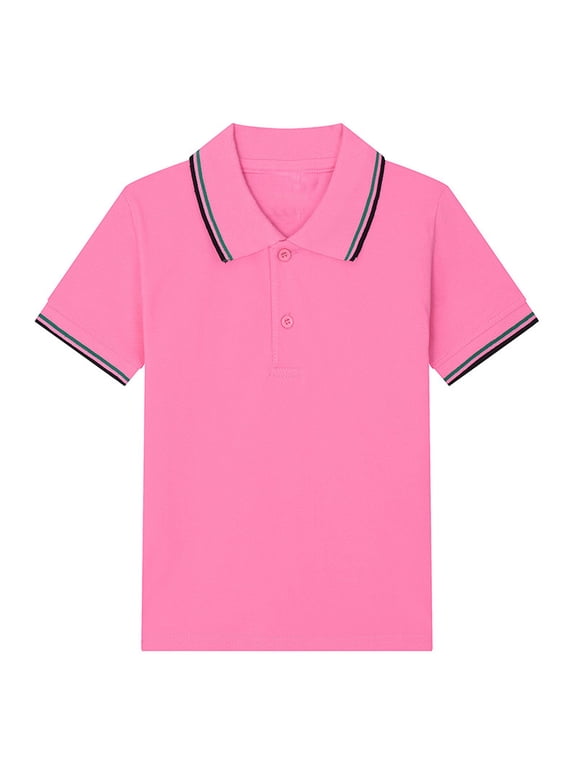 Boys Polo Shirts Soft Classic Toddler Fashion Shirt Breathable Regular Fit Boys Daily Wear Pink Size 5-6 Years