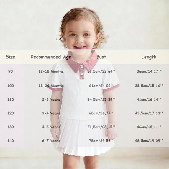 Boys' Polo Shirts White Button Down Short Sleeve Polo Shirt Girls Uniform Shirts Classic Toddler Baseball Tops 2T