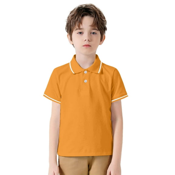 Boys Polo Shirts with Short SleevesYellowPolo Shirt Button Up Shirt Boys for Teen Boy