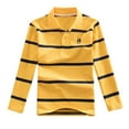 thumbnail image 1 of Boys Polo Uniform Shirts Long Sleeve Kids Striped Shirt Young Boys Collared Shirts Fashion Shirts Boys Rugby for Boys 4-5 Years, 1 of 4