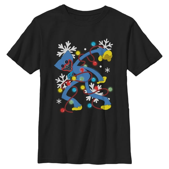 Boys Poppy Playtime Huggy Wuggy Christmas Lights T Shirt