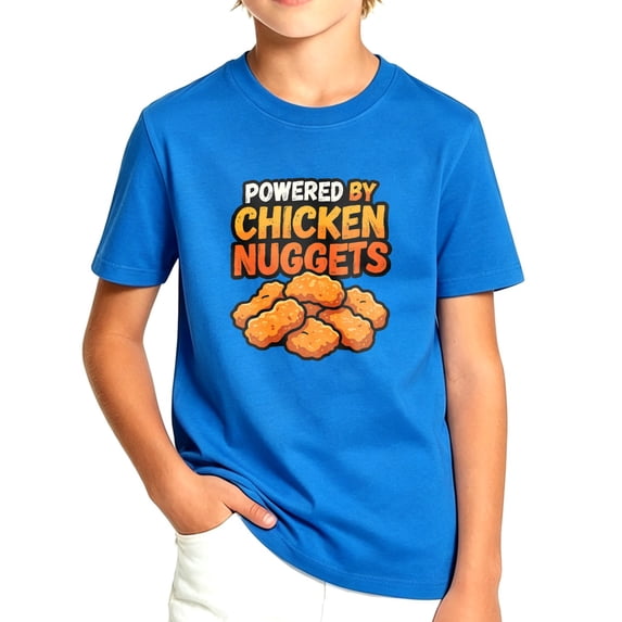 Chicken Meat Graphics Boys Powered By Chicken Nuggets Graphic T Shirt, Cotton Short Sleeve ...