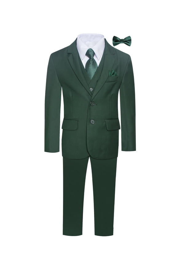Boys Premium Hunter Green-Forest Green-Emerald Green 8 Piece Suit Set
