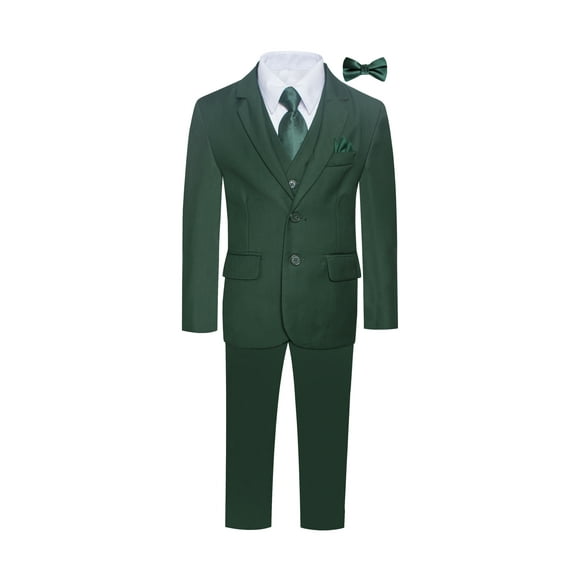 Boys Premium Hunter Green-Forest Green-Emerald Green 8 Piece Suit Set