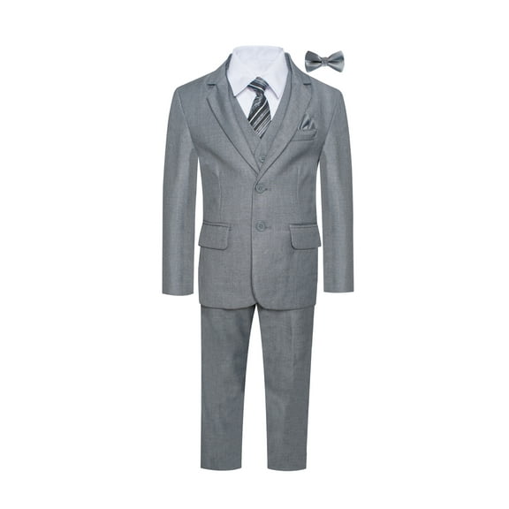 Boys Premium Medium Gray-Heather Grey 8 Piece Suit Set