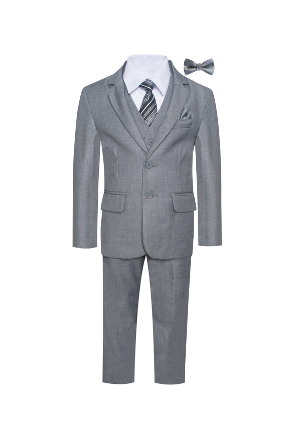 Boys Premium Medium Gray-Heather Grey 8 Piece Suit Set