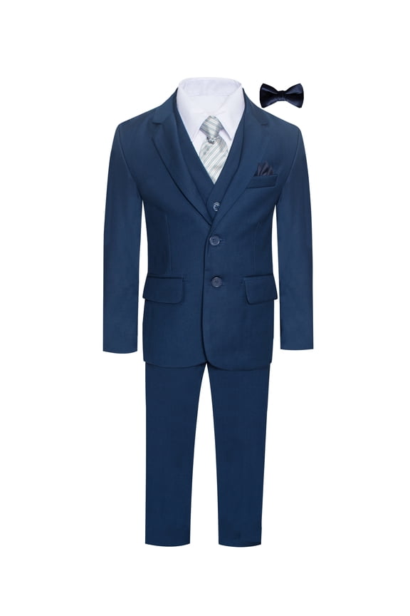 Boys Premium Navy Blue 8 Piece Suit Set