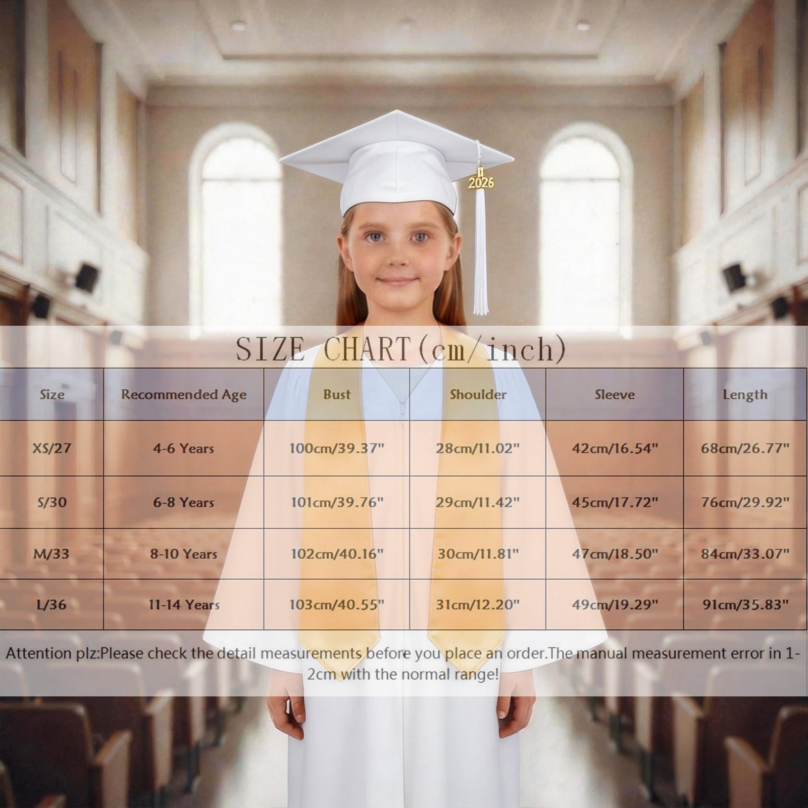Boys Preschool Graduation Cap and Gown for Kids White Graduation Gown Class of 2026 Graduation Dress Outfit 11-14 Years