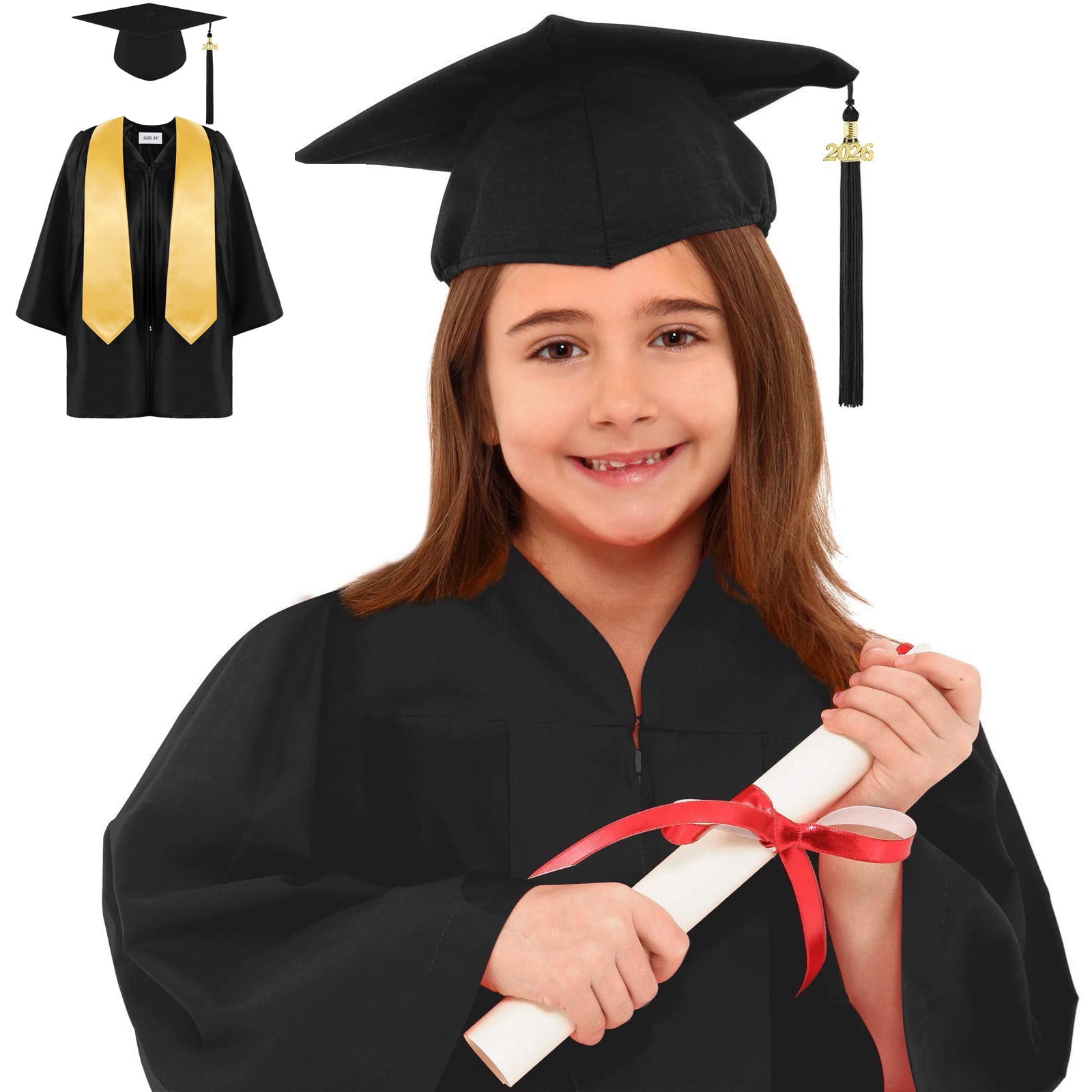 Boys Primary School Graduation Cap and Gown Graduation Black Graduation Dress Class of 2026 Graduation Gift 11-14 Years
