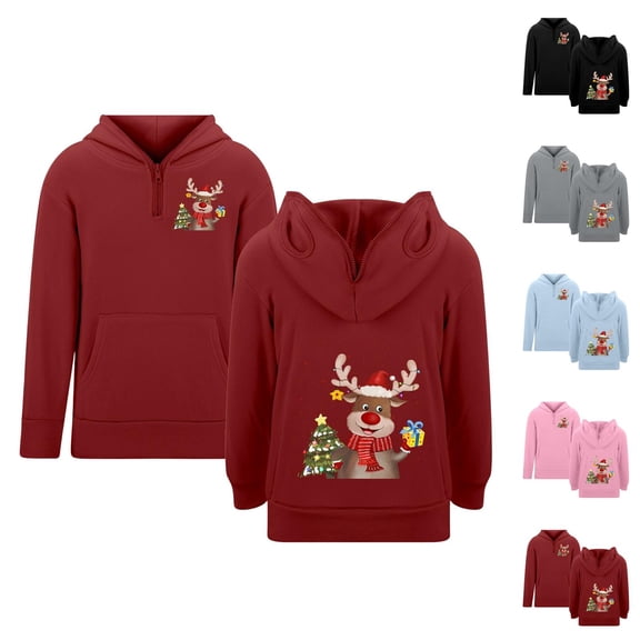 Boys Print Hooded Pullover Sweatshirt With Zipper Eyelets And Pocket For Kids Casual Wear
