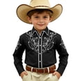 thumbnail image 1 of Boys Printed Long Sleeve Western Shirt, Snap Button Cowboy Collared Top for Kids 4-11 Years, 1 of 4