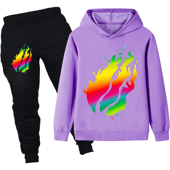 Boys Printed Outfit Set,Stylish Comfortable Casual Wear Daily Adventures Playtime Coordinated Top & Bottom Matching Playwear